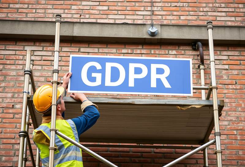 Scaffolding with GDPR sign.